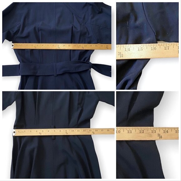 Vintage 90s, Comme des Garçons Tricot Navy Wool Belted Midi Dress, Size Small - Picture 15 of 16